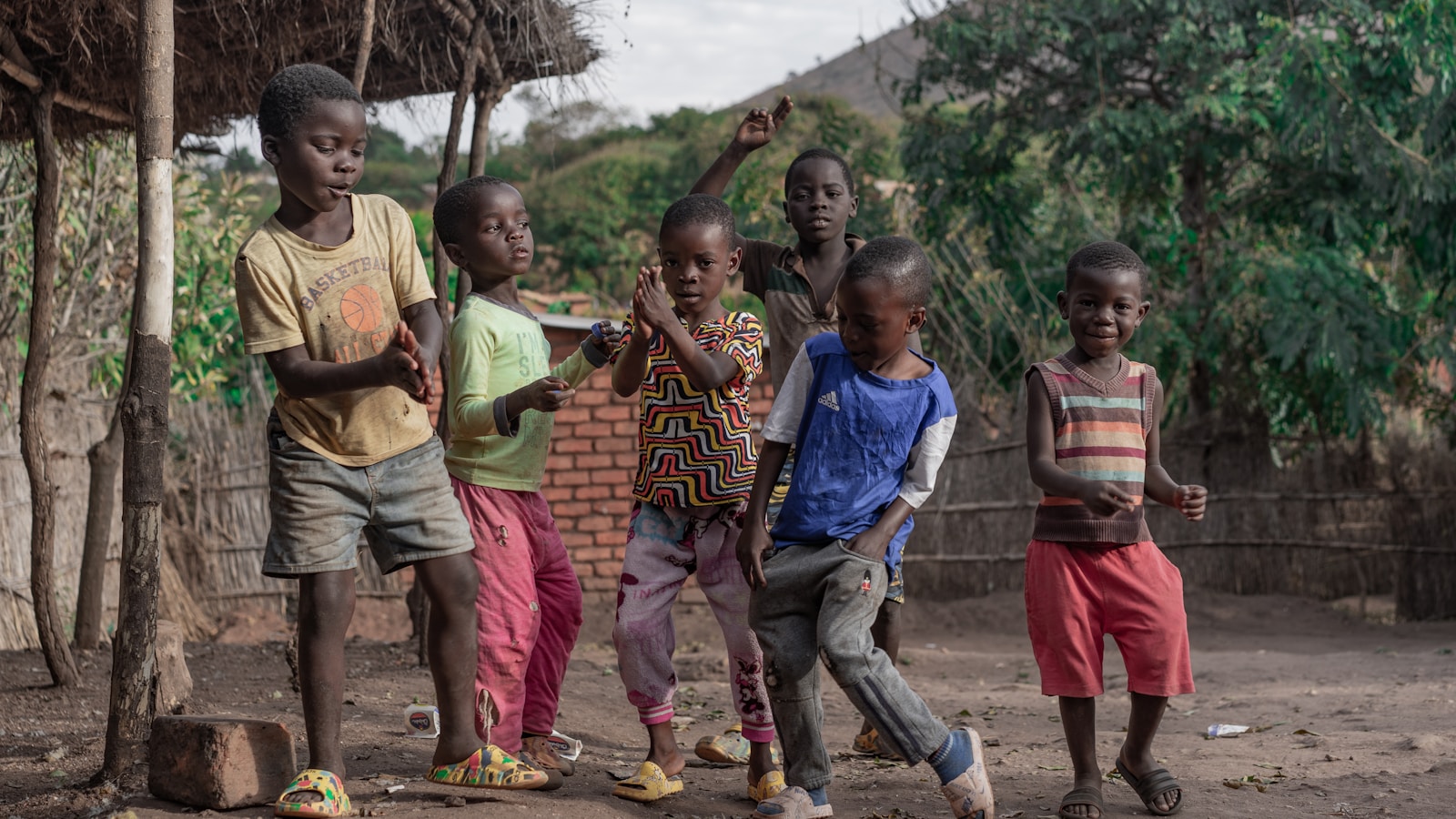 Joyful community members in a global development context