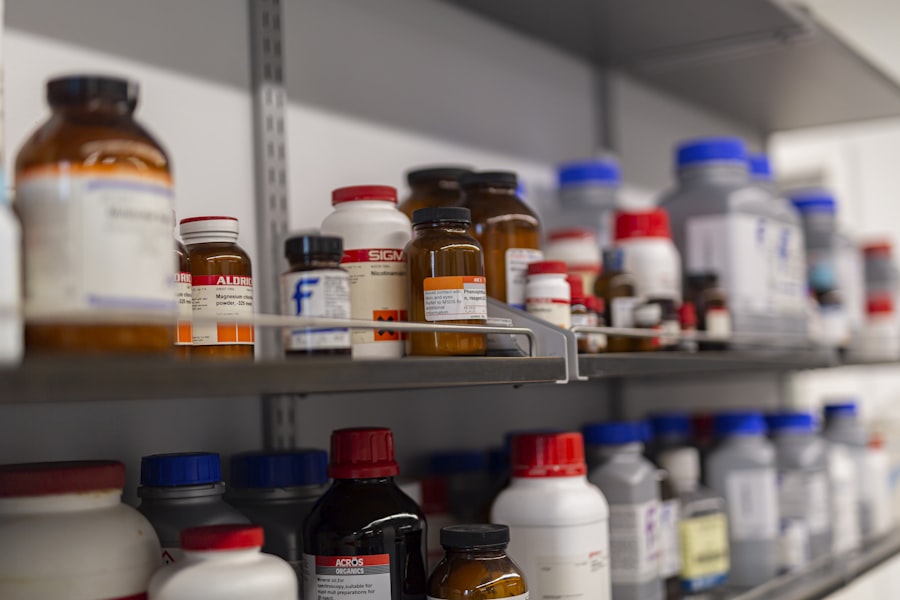 Chemistry laboratory equipment and colored solutions