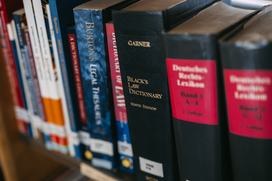 Law books and legal reference materials on shelves
